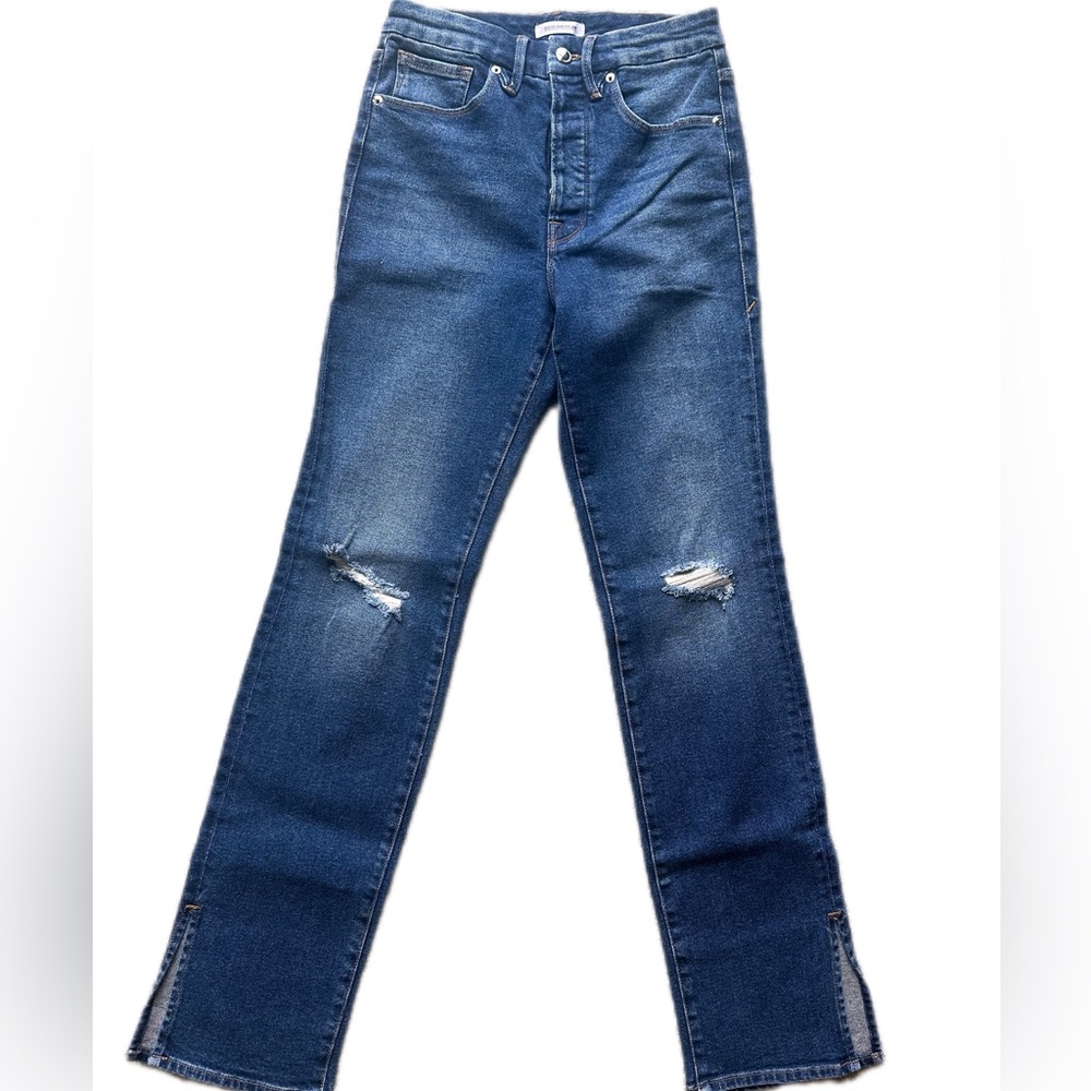 Good Boy Good American Straight Leg Split Hem Jeans 6/28